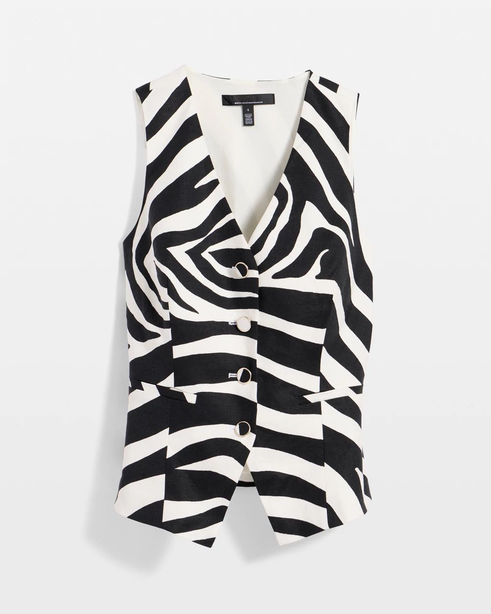 Linen-Blend Zebra Vest | White House Black Market